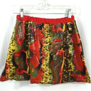 Vintage Curtain Call Costumes Colorful Snake Print Pull On Mini Skirt S 1990s